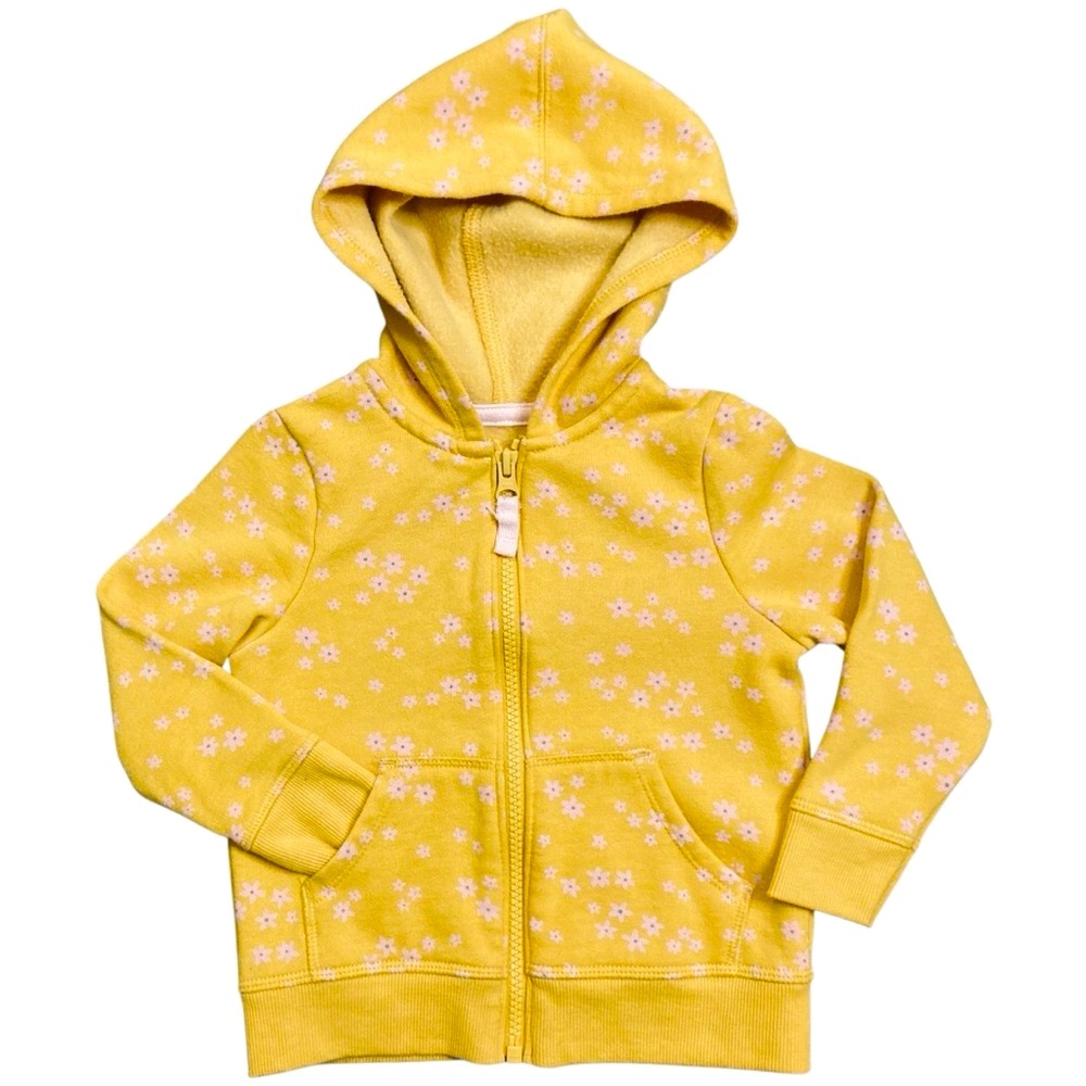 Cat & Jack 2T floral zip up hoodie yellow and pink